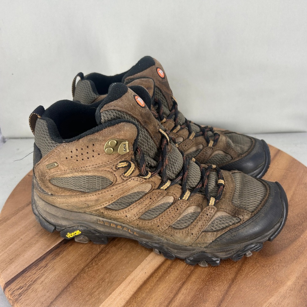 Merrell Moab 3 Mid Waterproof Hiking Boots Mens 10 Brown J035839Z Vibram Outsole